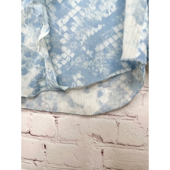 L'Agence Blue Pattern Ruffle Nadine Long Sleeve Blouse Womens XS - Picture 4 of 5